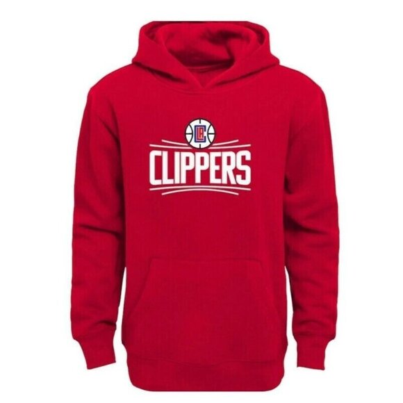 NBA Los Angeles Clippers Boys Size M (8/10) Youth Flux Pullover Hoodie Red - Picture 1 of 5